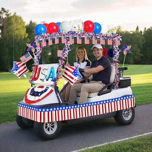 Mythcloud 4th of July Decorations, 46 Pcs Patriotic Parade Decor Kit for Golf Cart, Bikes, Boats and Floats, Red White Blue USA 250th Anniversary Decorations in Saudi Arabia