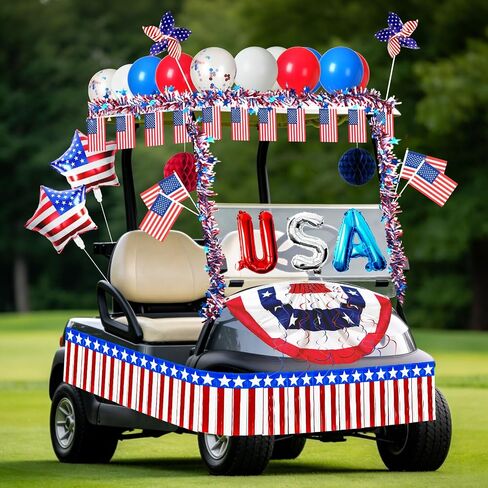 Mythcloud 4th of July Decorations, 46 Pcs Patriotic Parade Decor Kit for Golf Cart, Bikes, Boats and Floats, Red White Blue USA 250th Anniversary Decorations in Saudi Arabia