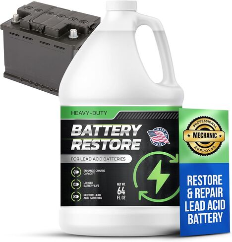 Battery Restorer and Desulfator for Lead Acid - Prolong Life & Boost Charge Capacity, Battery Acid Refill and Additive for Golf Cart, RVs, Bikes, ATVs, Car 64oz in Saudi Arabia