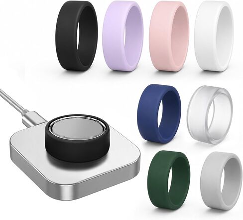 غطاء حلقي متوافق مع Oura Ring 5، 8 عبوات من السيليكون الواقي، مضاد للخدش، يدعم الشحن، للرجال والنساء (8 عبوات، M لـ 9/10/11) in Kuwait