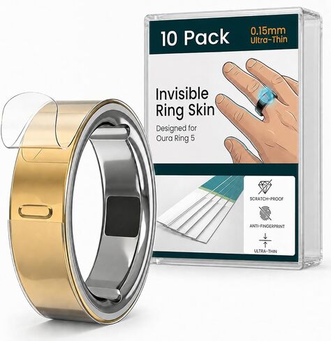 10 Pack Ultra-Thin Clear Skin Cover for Oura Ring Gen 5, Invisible Transparent Anti-Scratch Protector Smart Rings Accessories Protective Film for Oura Ring 5 (Clear, Size 9) in Kuwait