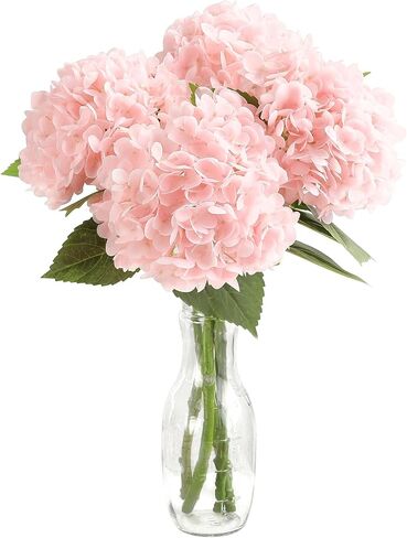 Floroom 4 PCS REAL TOUCH Blush PINK TYDANGEA FLOWERSAL FLOWERS ، 20 "Faux Faux Cynangea Flowers Flowers Flowers for Home Decor Party Party Floral Picquets Bukets Minction in Kuwait