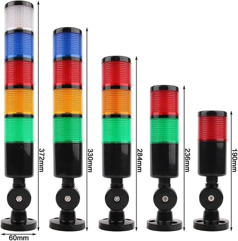 50mm Black Flash Steady Signal LED Tower Light Multi-Layers Stack Alarm Lights Warning lamp for Industrial 24V 220V(Steady and Sound 1,DC 12V) in Saudi Arabia