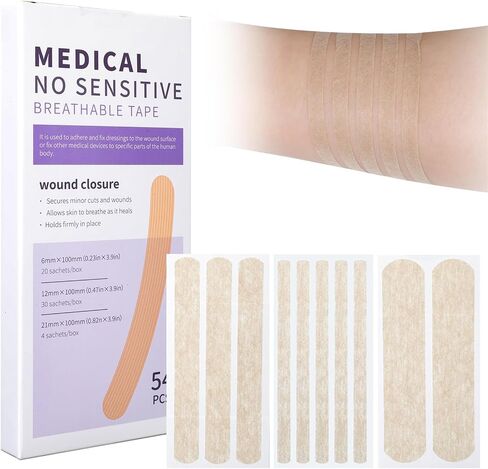 Wound Closure Strips 54 Strip 16 Packs Emergency Laceration Closures Skin Closure Device Breathable Strips for Lacerations Cuts Sutures in Kuwait