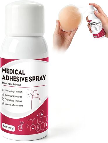 Breast Form Adhesive, Medical Adhesive Spray, Adhesive Spray for Skin, Strong Adhesion, Waterproof and Durable, Suitable for Breast Forms, Transgender People and Cross-Dressers, 3.5 Oz in Kuwait