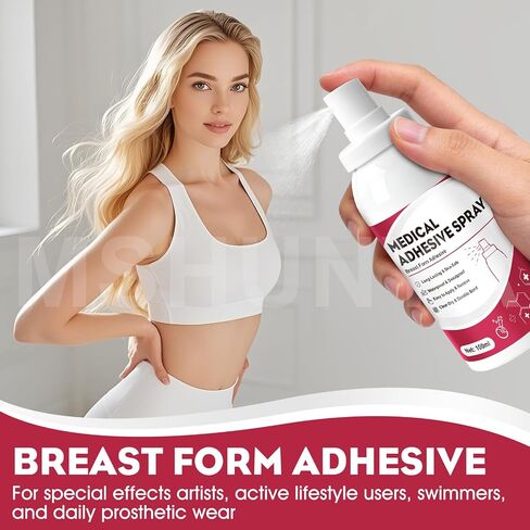 Breast Form Adhesive, Medical Adhesive Spray, Adhesive Spray for Skin, Strong Adhesion, Waterproof and Durable, Suitable for Breast Forms, Transgender People and Cross-Dressers, 3.5 Oz in Kuwait