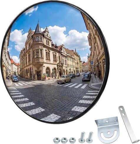2 Pack 18 inch Convex Mirror Acrylic, Safety Security Traffic Corner Mirrors, Adjustable Wide Angle View and Wall Mounting Corner Blind Spot, for Indoor Outdoor Garage School Classroom Warehouse in Kuwait
