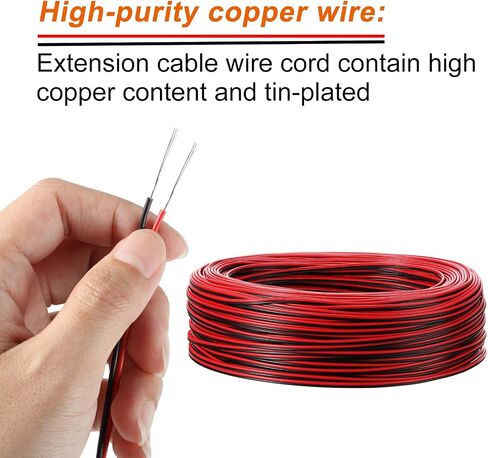 HESTYA 2 لفات سلك أضواء LED للقوارب البحرية، 20 متر 22AWG سلك تمديد كابل أحمر أسود للملاحة LED، مرساة، صارم، أضواء مجاملة على القوارب، الطوافات، قوارب الكاياك in Kuwait