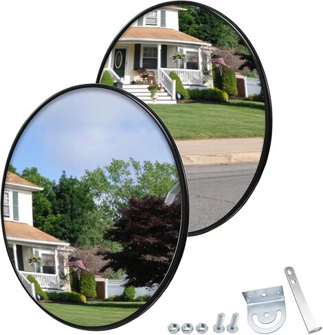 2 Pack 30in Convex Traffic Mirror, Safety Security Traffic Corner Mirrors, Adjustable Wide Angle View and Wall Mounting Corner Blind Spot, for Indoor Outdoor Garage School Classroom Warehouse in Saudi Arabia