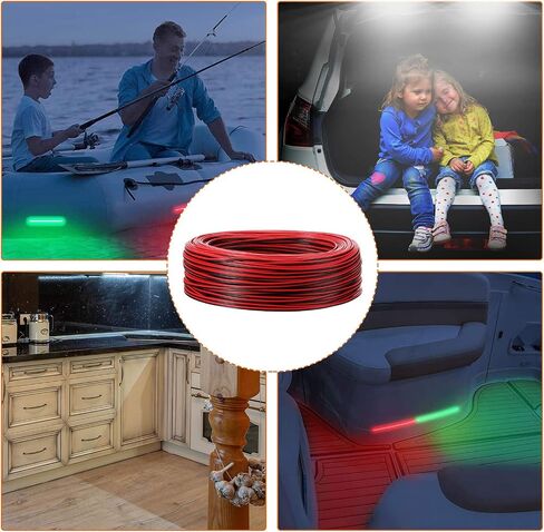 HESTYA 2 لفات سلك أضواء LED للقوارب البحرية، 20 متر 22AWG سلك تمديد كابل أحمر أسود للملاحة LED، مرساة، صارم، أضواء مجاملة على القوارب، الطوافات، قوارب الكاياك in Kuwait