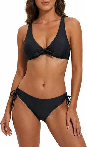 karrack Women's Bikini Set Bunny Tie Triangle Top Adjustable Cross Back Hook Closure Low Rise Lace Up Swimsuit in Kuwait