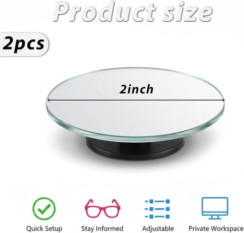 2pcs Desk Mirror Office Cubicle Computer Monitor Mirror to See Behind You 2" Small Computer Rear View Mirrors for Desk, Adjustable Monitor Rearview Mirrors for Workspaces, 2 Inch in Kuwait