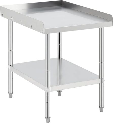 NSF Certified Stainless Steel Equipment Grill Stand Table – Commercial Heavy Duty Workbench, Adjustable Legs & 2" Edge Baffle, 400 lbs Capacity, for Restaurant, Kitchen, Hotel, Home, in Kuwait