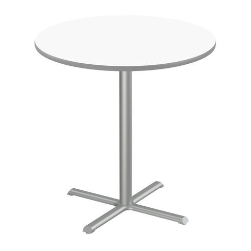Correll 36" Round Cocktail Bistro 42" High Table, Standing or Stool Pub Height, White Markerboard/Dry ERAS Durable High Pressure Laminate Top, Gray Stamped Steel Base, Made in The USA in Kuwait