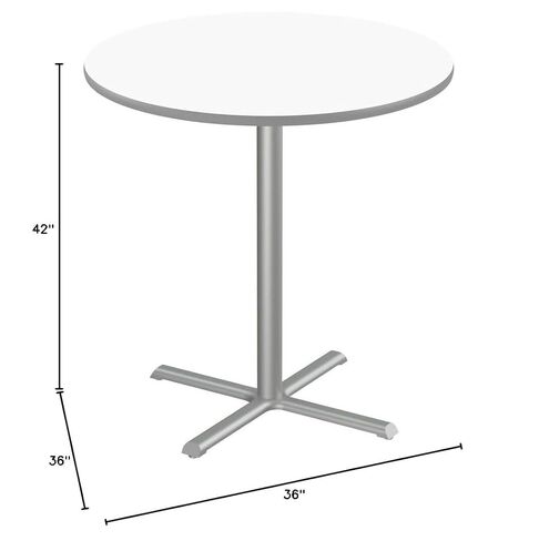 Correll 36" Round Cocktail Bistro 42" High Table, Standing or Stool Pub Height, White Markerboard/Dry ERAS Durable High Pressure Laminate Top, Gray Stamped Steel Base, Made in The USA in Kuwait