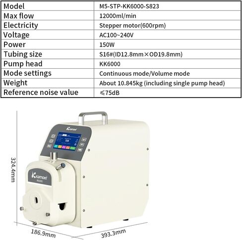 Kamoer 12L/min high flow peristaltic pump stepper motor 100V~240V M5(upgraded by AIP) intelligent WiFi variable speed liquid dosing pump touch screen digital control in Saudi Arabia
