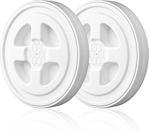 2 Pcs 5 Gallon Bucket Lids, Plastic Screw Seal Cap, Reusable 5 Gal Food Grade Storage Bucket Lid for Chicken Feeders, Paint Coatings, Food Storage Buckets (White) in Kuwait