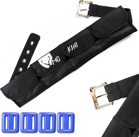 Pro Scuba Diving Weight Belt with 4 Pockets, Quick Release Buckle, Adjustable Waist 115cm, Lead Protection, Heavy-Duty for Scuba, Freediving, Spearfishing in Kuwait