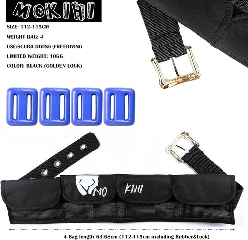 Pro Scuba Diving Weight Belt with 4 Pockets, Quick Release Buckle, Adjustable Waist 115cm, Lead Protection, Heavy-Duty for Scuba, Freediving, Spearfishing in Kuwait