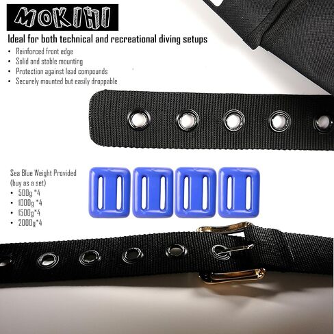 Pro Scuba Diving Weight Belt with 4 Pockets, Quick Release Buckle, Adjustable Waist 115cm, Lead Protection, Heavy-Duty for Scuba, Freediving, Spearfishing in Kuwait