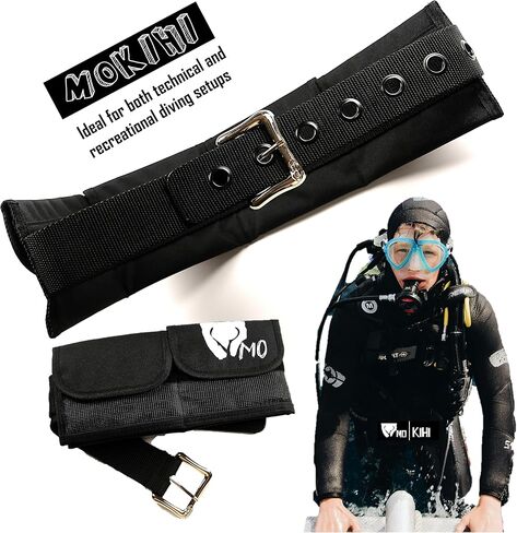 Pro Scuba Diving Weight Belt with 4 Pockets, Quick Release Buckle, Adjustable Waist 115cm, Lead Protection, Heavy-Duty for Scuba, Freediving, Spearfishing in Kuwait