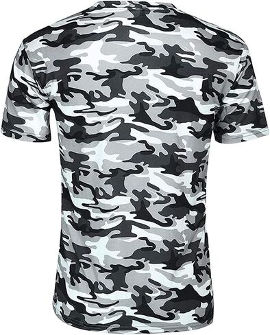 Men's Regular Fit Camo Crewneck T-Shirt Short Sleeve Camouflage Shirt Tops Slim Athletic Military Pullover Tees in Kuwait