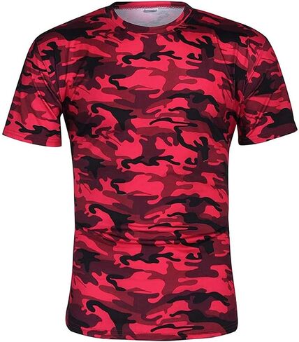 Men's Regular Fit Camo Crewneck T-Shirt Short Sleeve Camouflage Shirt Tops Slim Athletic Military Pullover Tees in Kuwait