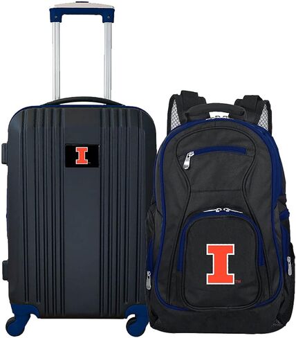 Denco University of Illinois Fighting Illini 2-Piece Luggage Set, Includes 21-inch Two-Tone Hardcase Spinner and 19" Laptop Backpack in Kuwait