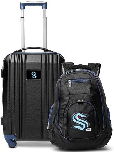 Denco 2-Piece Luggage Set, Includes 21-inch Two-Tone Hardcase Spinner and 19" Laptop Backpack, Team Color in Kuwait
