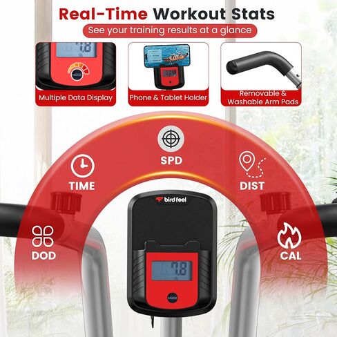 Foldable Exercise Bike with Elliptical Mode, 8-Level Magnetic Resistance Stationary Bike, Silent Indoor Bike for Home Fitness and Rehab Training, Adjustable Seat&Handrail, LCD monitor, 300LBS in Kuwait