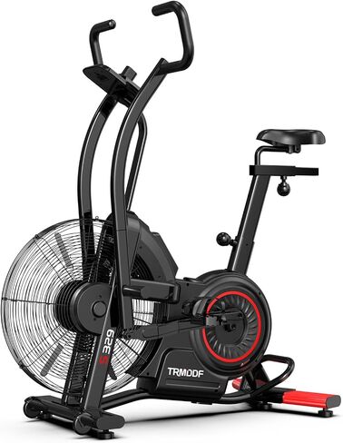 Air Resistance Fan Exercise Bike, Upright Stationary Indoor Cycling Bike with Bluetooth Connection, Dual Action Handlebars and Dual-Layer Transmission System for Home Gym Cardio Training in Kuwait