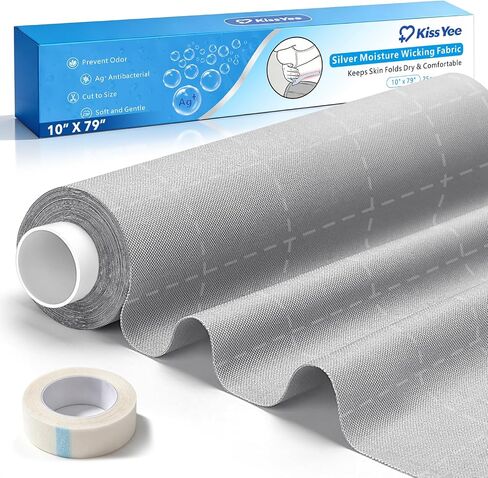 Silver-Infused Fabric Roll for Skin Fold Protection, 10" × 79" Moisture Wicking, Cut to Fit, Soft & Breathable, Non-Adherent Wound Dressing, Ideal for Wound Care and Skin Fold Care in Kuwait