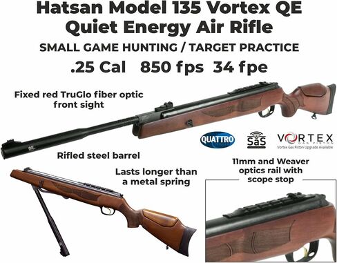 Hatsan Model 135 Vortex QE (الطاقة الهادئة) بندقية هوائية مع حزمة من القماش المتضمنة in Kuwait