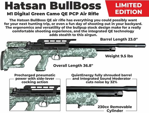 Hatsan BullBoss QE Limited Edition .25 Cal 1000 FPS 49 FPE Side Lever PCP Air Rifle in Kuwait