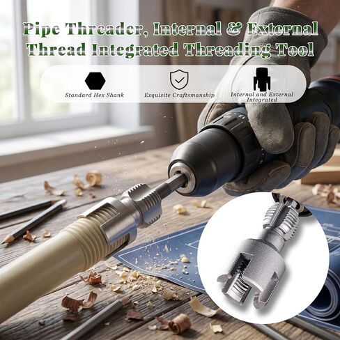4-In-1 Upgraded Pvc Pipe Threading Tool—Includes Pipe Forming Tools for Cutting 1/2-Inch, 3/4-Inch, and 1-Inch Internal & External Threads, Making It Ideal for Plumbing Repairs and DIY Projects in Kuwait
