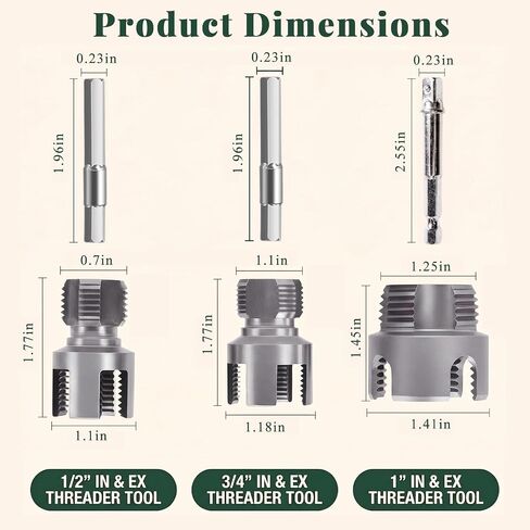 4-In-1 Upgraded Pvc Pipe Threading Tool—Includes Pipe Forming Tools for Cutting 1/2-Inch, 3/4-Inch, and 1-Inch Internal & External Threads, Making It Ideal for Plumbing Repairs and DIY Projects in Kuwait