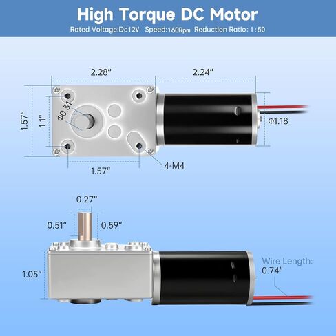 12v Dc Worm Gear Motor 40Rpm 32kg.cm High Torque 8mm D-Shaft Reversible & Self-Locking Reduction Motor with PWM Speed Controller & Mounting Bracket for Door Lock System Window Opener and DIY Project in Kuwait