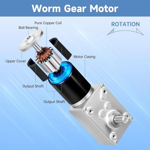 12v Dc Worm Gear Motor 40Rpm 32kg.cm High Torque 8mm D-Shaft Reversible & Self-Locking Reduction Motor with PWM Speed Controller & Mounting Bracket for Door Lock System Window Opener and DIY Project in Kuwait