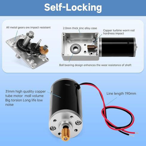 12v Dc Worm Gear Motor 40Rpm 32kg.cm High Torque 8mm D-Shaft Reversible & Self-Locking Reduction Motor with PWM Speed Controller & Mounting Bracket for Door Lock System Window Opener and DIY Project in Kuwait