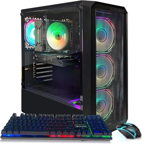 STGAubron Gaming PC Desktop, AMD Ryzen 5 2600 up to 3.9G, GeForce RTX 2060 6G, 16G DDR4, 512G SSD, 600M WiFi, BT 5.0, RGB Fan x6, Windows 11 Home in Saudi Arabia