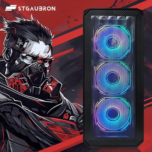 STGAubron Gaming PC Desktop, AMD Ryzen 5 2600 up to 3.9G, GeForce RTX 2060 6G, 16G DDR4, 512G SSD, 600M WiFi, BT 5.0, RGB Fan x6, Windows 11 Home in Saudi Arabia