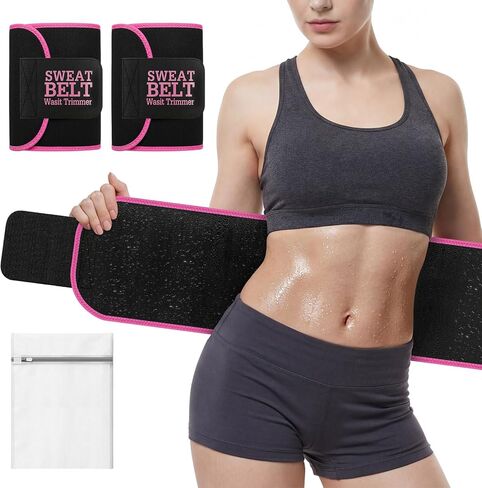 2 Pcs Waist Trainer for Women, Sweat Waist Trimmer Belt, Sweat Band for Stomach Weighe loss,Sweat Belt Stomach Wrap in Kuwait