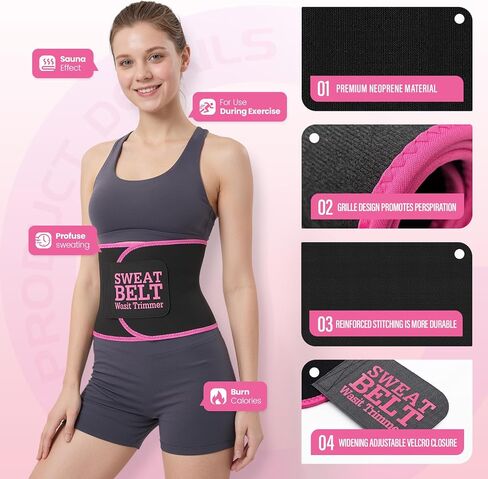 2 Pcs Waist Trainer for Women, Sweat Waist Trimmer Belt, Sweat Band for Stomach Weighe loss,Sweat Belt Stomach Wrap in Kuwait