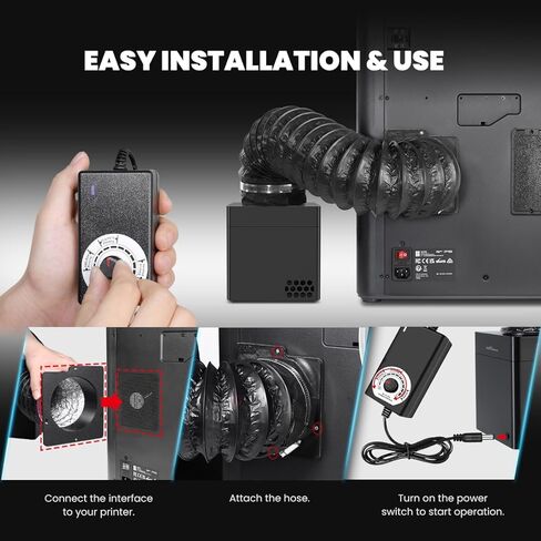 3D Printer Filtration System for Bambu Lab P1S/X1C, HEPA H13 & Carbon Air Purifier, Works with P2S/H2D & Enclosed Printers, Capture VOC & Ultrafine Particles for ABS/ASA/PLA/PETG/Nylon in Kuwait