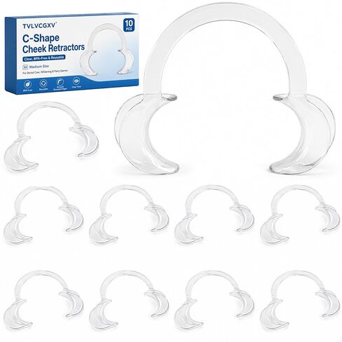 10-Pack C-Shape Cheek Retractor, Clear Mouth Opener for Teeth Whitening & Dental Care, BPA-Free Reusable Mouth Opener for Fun Party Games - Medium Size Fits Most Adults in Kuwait