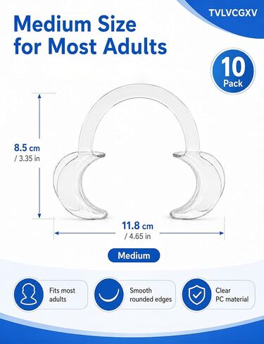 10-Pack C-Shape Cheek Retractor, Clear Mouth Opener for Teeth Whitening & Dental Care, BPA-Free Reusable Mouth Opener for Fun Party Games - Medium Size Fits Most Adults in Kuwait