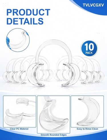 10-Pack C-Shape Cheek Retractor, Clear Mouth Opener for Teeth Whitening & Dental Care, BPA-Free Reusable Mouth Opener for Fun Party Games - Medium Size Fits Most Adults in Kuwait