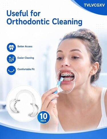10-Pack C-Shape Cheek Retractor, Clear Mouth Opener for Teeth Whitening & Dental Care, BPA-Free Reusable Mouth Opener for Fun Party Games - Medium Size Fits Most Adults in Kuwait