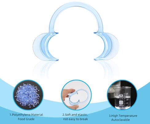 30 Pack Dental Cheek Retractor Mouth Opener Clear Blue C-Shape (10 Large 10 Medium 10 Small) in Kuwait