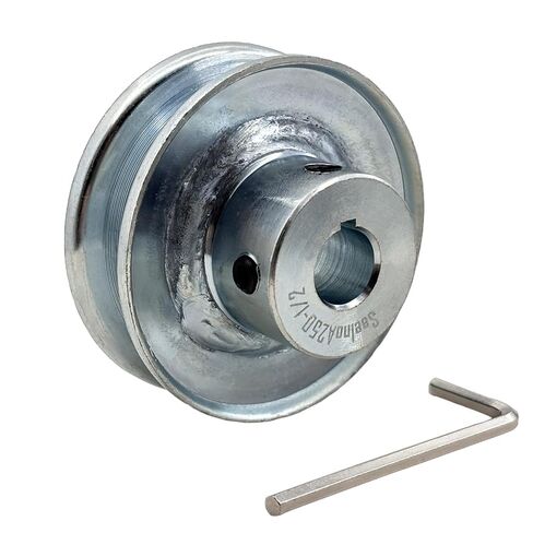 A250-1/2 حزم الويب ذات الأخدود الفردي، بكرة الحزام على شكل v، تجويف 2.5 بوصة OD 1/2 بوصة، بكرة المحرك المصنوعة من الفولاذ الكربوني لأحزمة V سعة 3 لتر و4 لتر in Kuwait